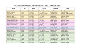 Talleres Extraprogramáticos Colegio CYA 2026